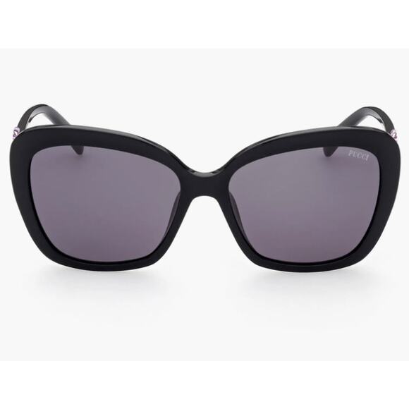 58mm Butterfly Sunglasses Emilio Pucci  Shiny Black  Smoke - Picture 1 of 10